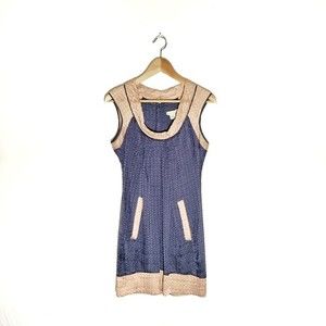 Harkham 100% Silk Sleeveless Slate Blue Gray‎ & Apricot Evening Cocktail Dress